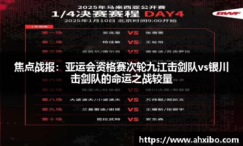 焦点战报：亚运会资格赛次轮九江击剑队vs银川击剑队的命运之战较量